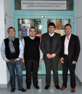 Dr.Detsch, Prof. Haidar, Prof. Boccaccini und Prof. Rossignol zu Besuch an unserem Lehrstuhl
