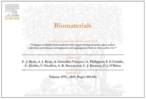 Towards entry "Our paper in collaboration with RCSI (Royal College of Surgeons in Ireland) researchers published in Biomaterials"