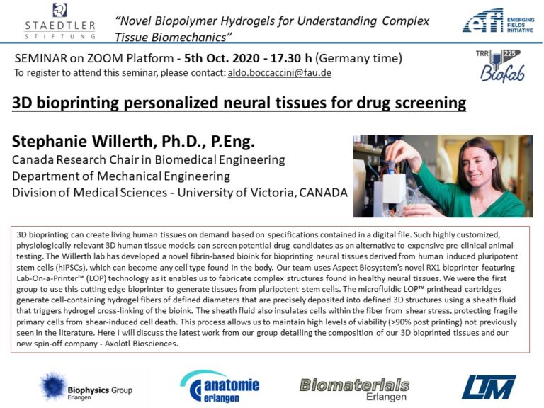 Prof. Stephanie Willerth presents invited seminar hosted by the Institute of Biomaterials