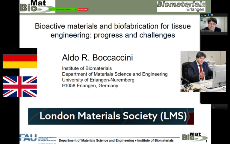 Prof. Boccaccini gives invited talk at London Materials Society (LMS)