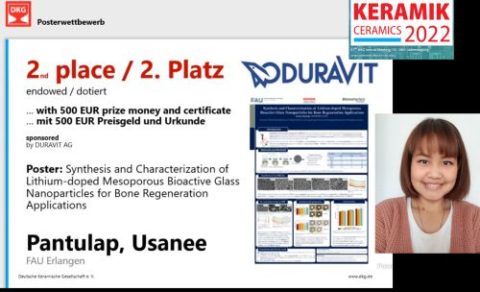 Towards entry "Usanee Pantulap (PhD student) wins best poster award at Ceramics 2022"