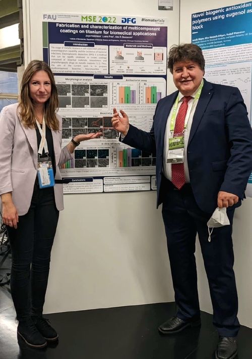 Zoya and Prof. Boccaccini receiving the award