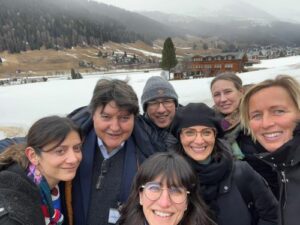 Prof. Boccaccini standing with the ESB council members outside of the venue in Davos.