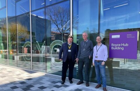 Prof. Boccaccini with Prof. Blaker and Prof. Derby outside the university.