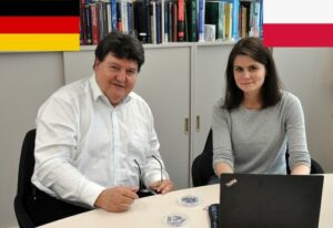 Prof. Boccaccini and Dr. Sotniczuk in his office.