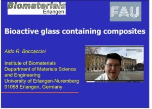 First Slide of Prof. Boccaccini's presentation, titled Bioactive Glass containing composites.