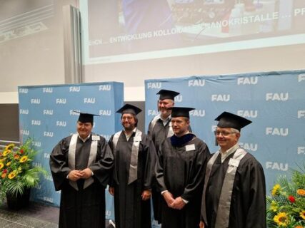 Prof. Boccaccini standing with the department professors in the graduation ceremony.