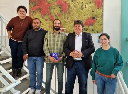 The photo shows Prof. Boccaccini, Ertugrul, Marcela, Irem and Qaisar, standing together and smiling.
