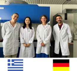 Dr. Maria Bousnak (left) and Mr. Thanos Christodoulou (right) in the lab