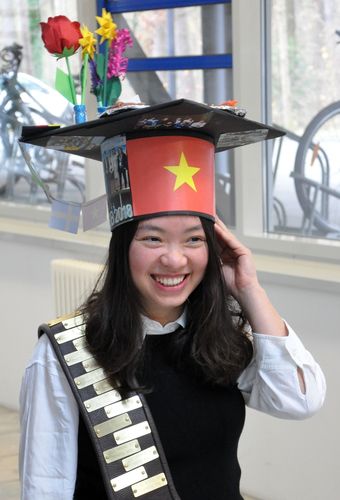 Dr. Phan wearing the hat