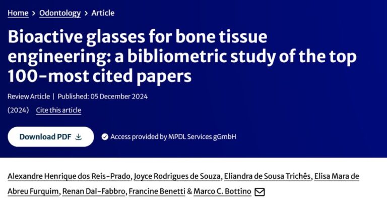 Several of our papers included in bibliometric study of the 100 most cited papers about bioactive glasses for bone tissue engineering