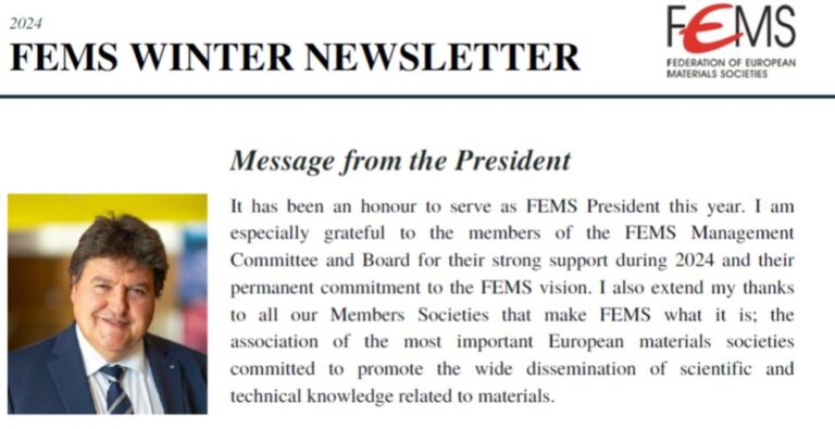 Winter Newsletter of the Federation of European Materials Societies (FEMS)