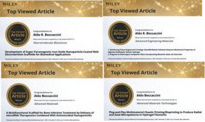 Picture with all the diplomas received for top rated articles