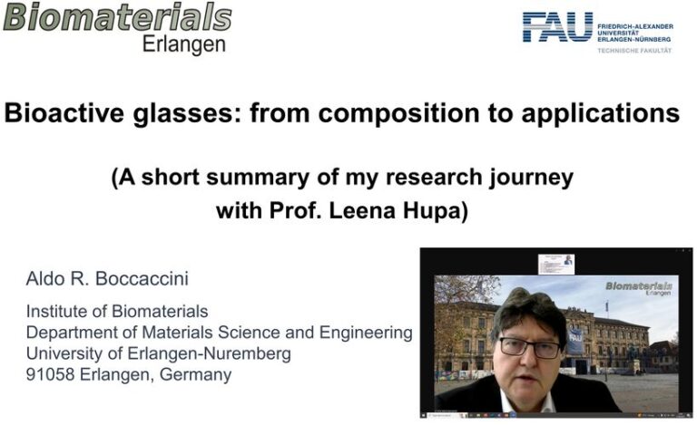 Prof. Boccaccini: Invited speaker at Symposium to celebrate the career of Prof. Leena Hupa (Åbo Akademi University, Turku, Finland)