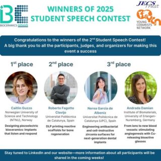 Towards entry "Andrada-Ioana Damian-Buda named one of the winners of the Student Speech Contest of the Bioceramics Network of European Ceramic Society"